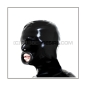Preview: Black latex hood H-BLOW with zipper, anatomical 3-panel shape of latex-sheeting and blowjob-mouth
